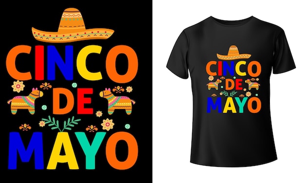 Diseño de camiseta feliz cinco de mayo