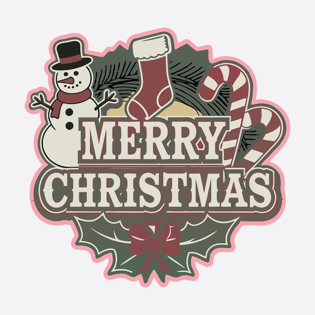 Diseño de camiseta de Feliz Navidad Vector de Navidad de Invierno Retro