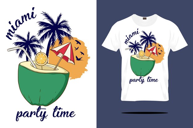 Diseño de camiseta de fiesta en miami