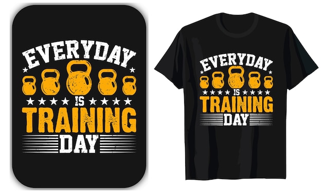 Diseño de camiseta de fitness de gimnasio de día de entrenamiento