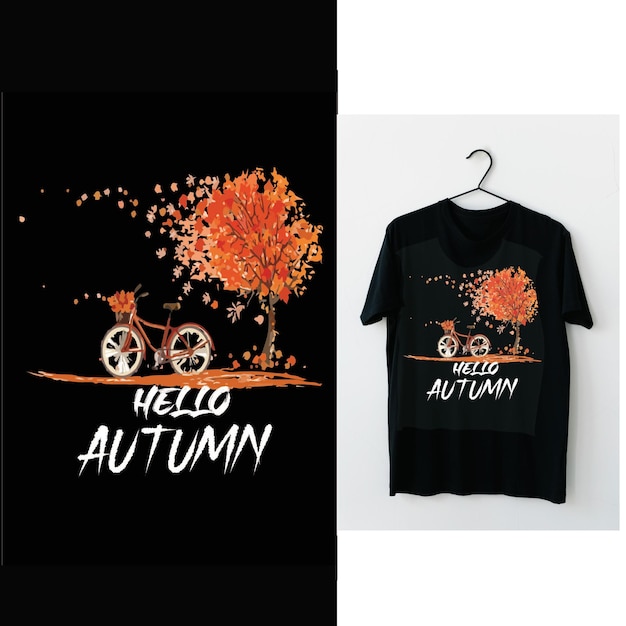 Diseño de camiseta de flores hola otoño