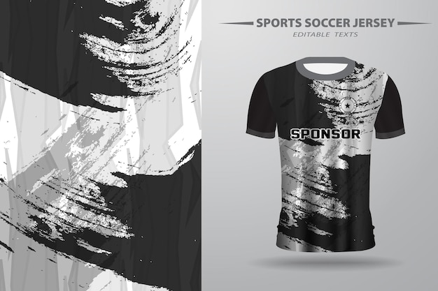 Diseño de camiseta de fútbol en blanco y negro