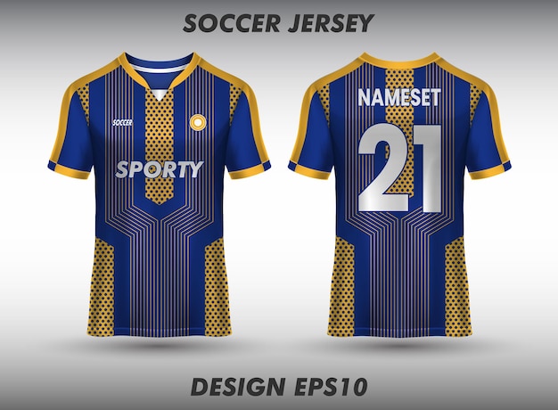 Diseño de camiseta de fútbol para plantilla de camiseta de sublimación vista frontal y posterior de la camiseta deportiva