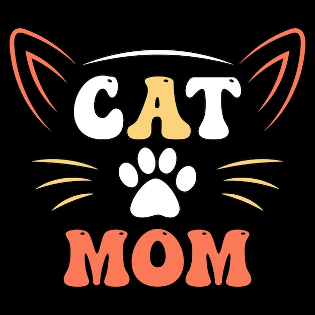 Diseño de camiseta de gato, camiseta de gato, camiseta de vector de gato, camiseta de gato de moda
