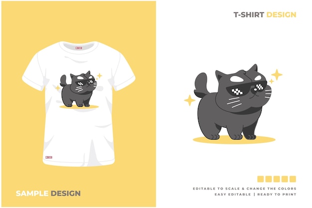 diseño de camiseta de gato gracioso 44