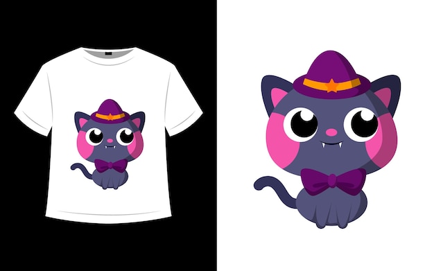 Diseño de camiseta de gato de Halloween