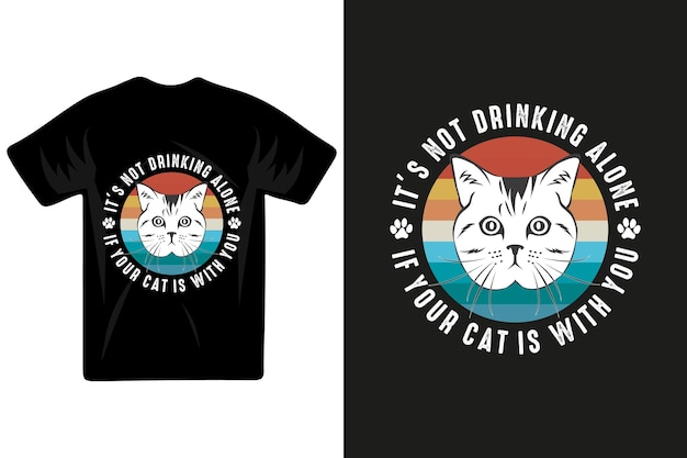 Diseño de camiseta de gato y lindo diseño de camiseta de gato retro vintage con ilustración de cara de gato para amantes de los gatos.