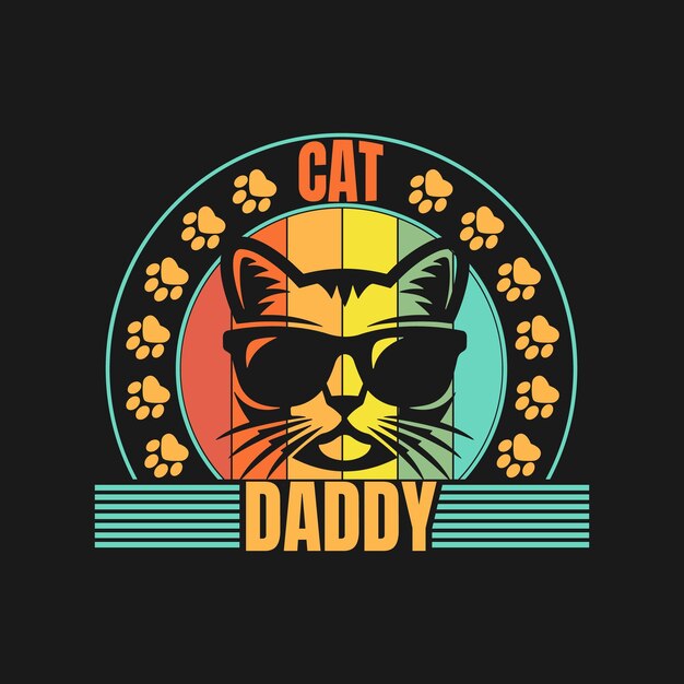 Diseño de camiseta de gato llamativo Diseño de camiseta de gato Diseño de camiseta de gato Vector de diseño de camiseta de gato