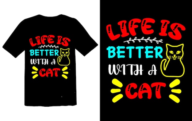 Diseño de camiseta de gatos Diseño de camiseta para niños y plantilla de diseño de camiseta para amantes de los gatos