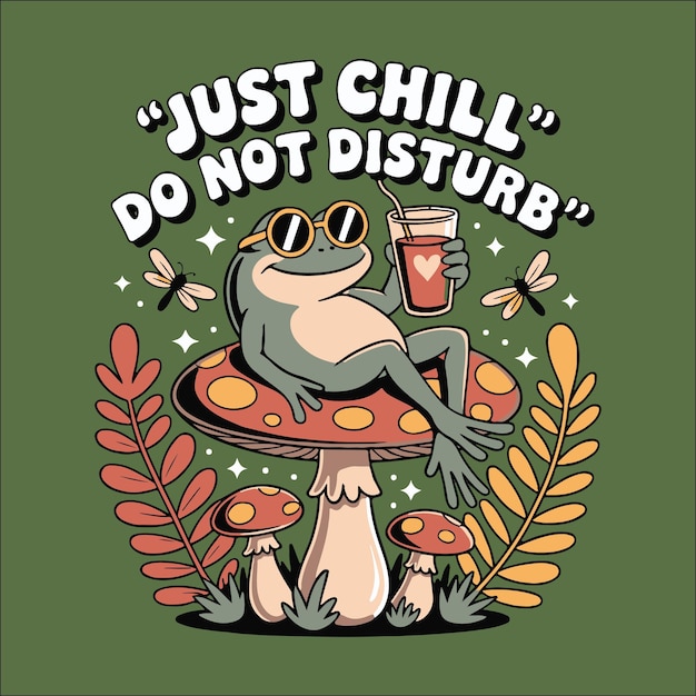 El diseño de la camiseta gráfica colorida de Cute Frog Mushroom