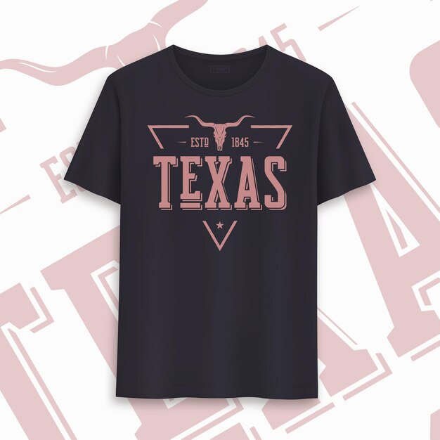 Diseño de camiseta gráfica del estado de Texas, tipografía, impresión.