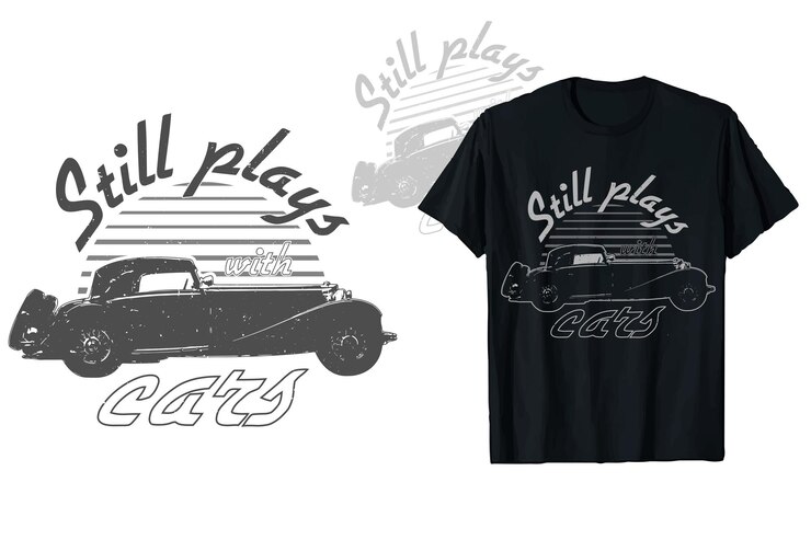 Diseño de camiseta con gráfico vectorial de coche antiguo clásico americano