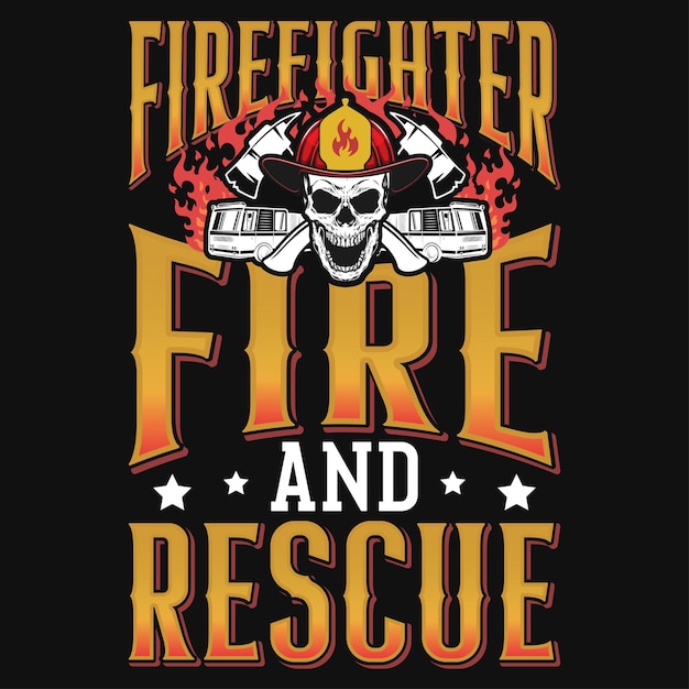 Diseño de camiseta con gráficos de bombero.