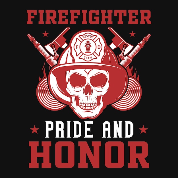 Diseño de camiseta de gráficos impresionantes de bombero