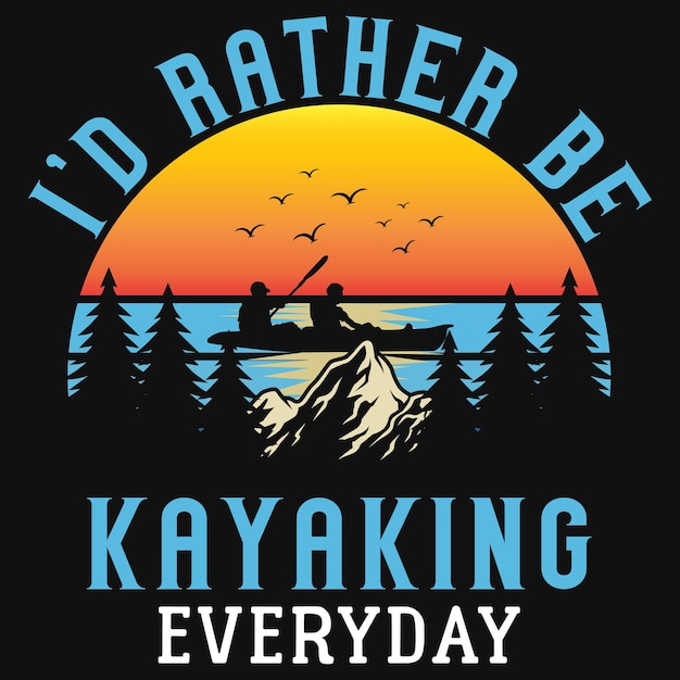 Diseño de camiseta de gráficos impresionantes de kayak