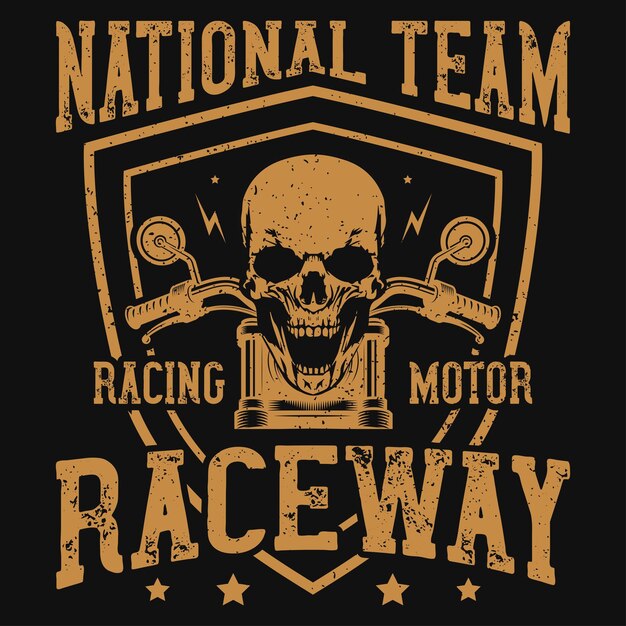 Diseño de camiseta con gráficos vintage de motociclismo.