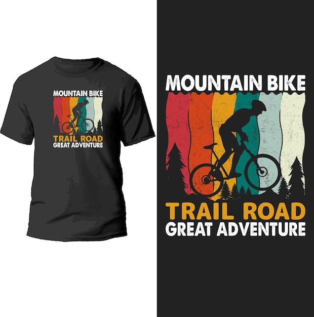 diseño de camiseta de gran aventura en la ruta de la bicicleta de montaña.