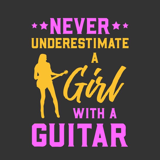 Diseño de camiseta de guitarra e ilustración de guitarra.