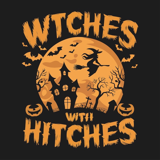 Diseño de camiseta de Halloween disfraz creativo Llamativo de alta calidad Ilustración Gato negro Calabaza