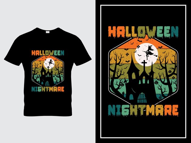 El diseño de la camiseta de Halloween es una ilustración vectorial de la pesadilla de Halloween.