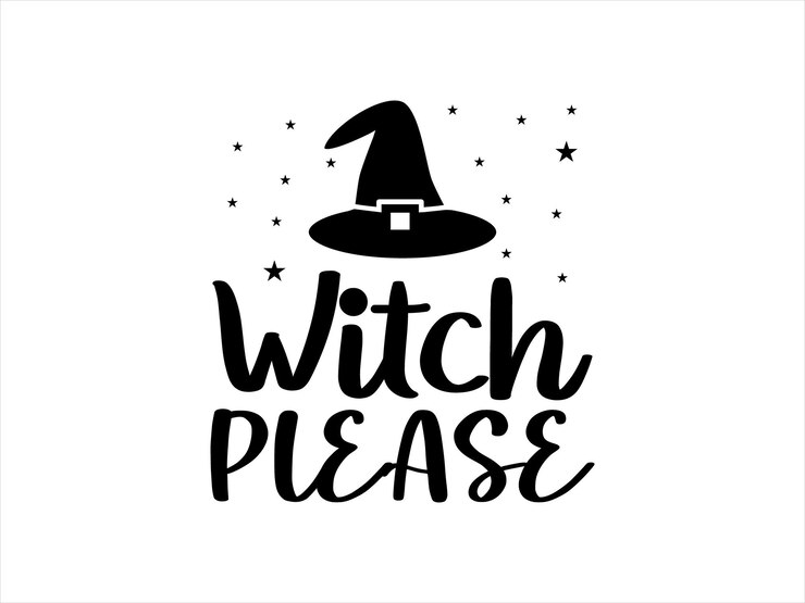 Diseño de camiseta de Halloween con tipografía Witch Please.