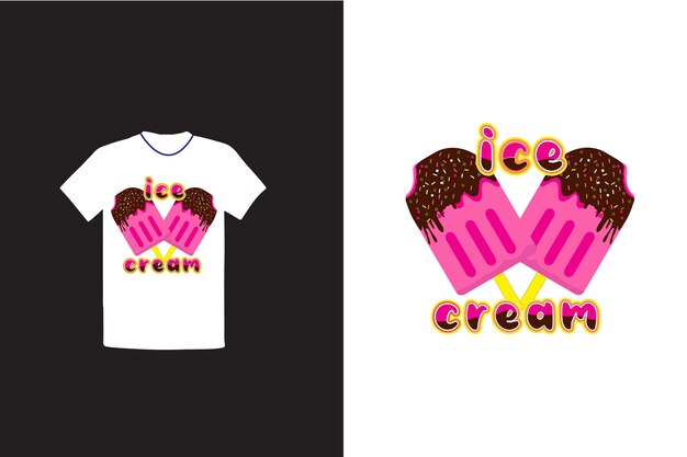 Diseño de camiseta de helado vectorial, diseño de camiseta de helado delicioso, diseño de camiseta para colorear,