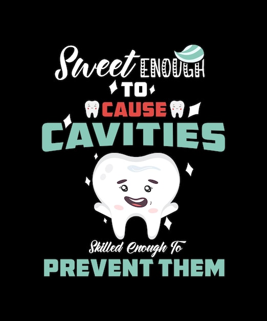 Diseño de camiseta de higiene dental con divertidos gráficos de dientes