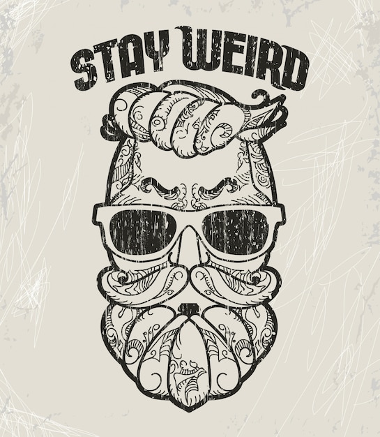 Vector diseño de camiseta hipster, estampado grunge de estilo retro.