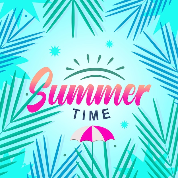 Diseño de camiseta de horario de verano Ilustración de vector de fondo de verano colorido para vacaciones de sol en la playa