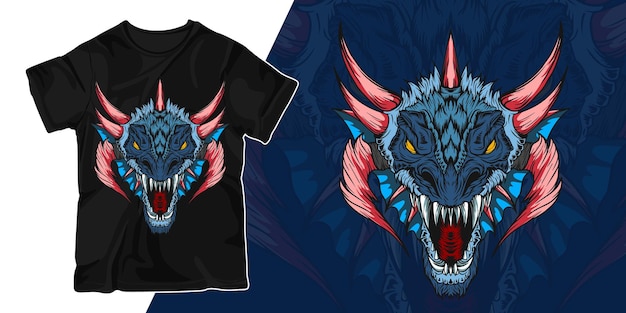 Diseño de camiseta de ilustración de arte de dragón