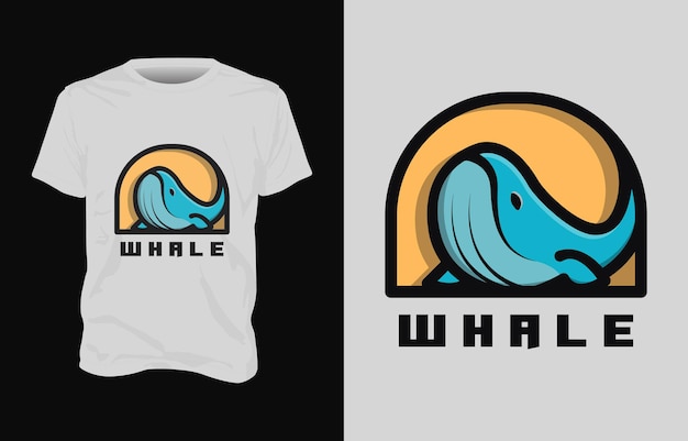 Diseño de camiseta de ilustración de ballena