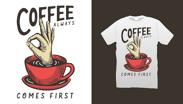 Vector diseño de camiseta de ilustración de café