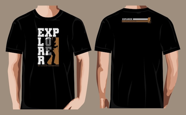 Diseño de camiseta de ilustración de explorador Vector Premium