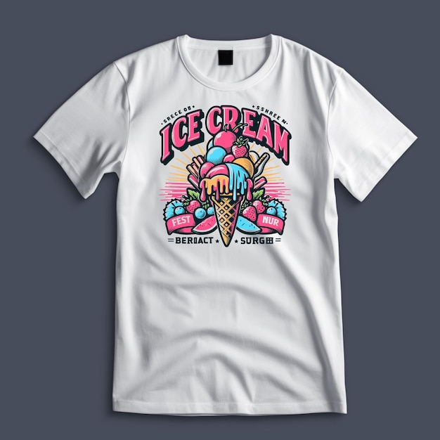 Diseño de camiseta de ilustración de helado