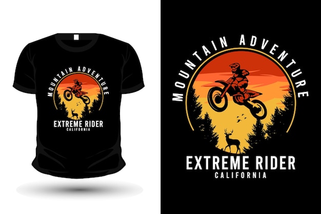 Diseño de camiseta de ilustración de jinete extremo de aventura de montaña