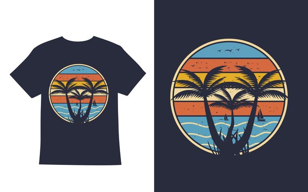 Diseño de camiseta de ilustración de playa