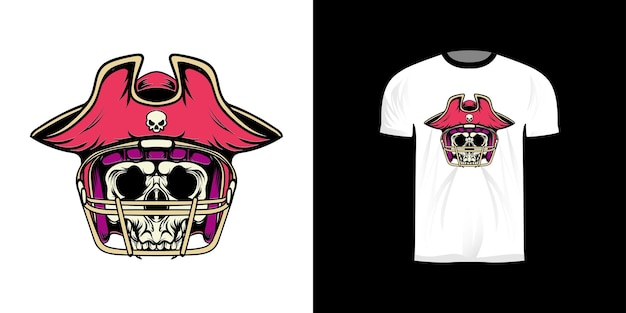 Diseño de camiseta, ilustración, rey pirata, fútbol americano, con, estilo retro