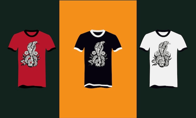 Diseño de camiseta con ilustración de vector de cobra real