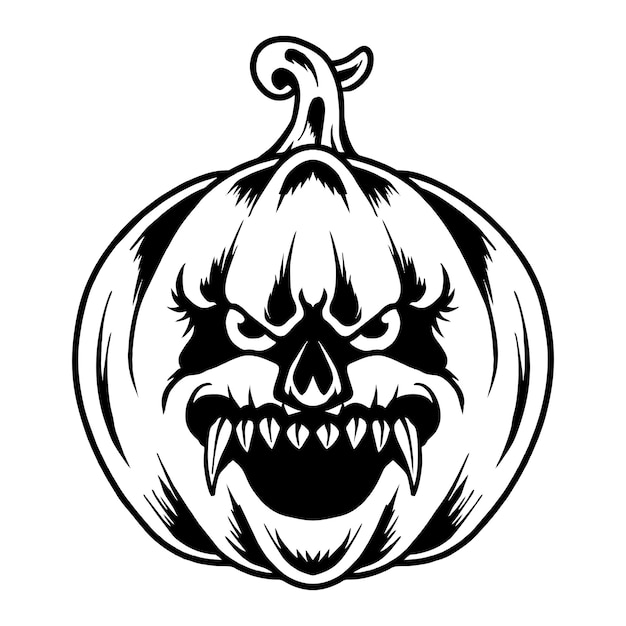 Diseño de camiseta de ilustración de vector premium de halloween de calabaza de miedo