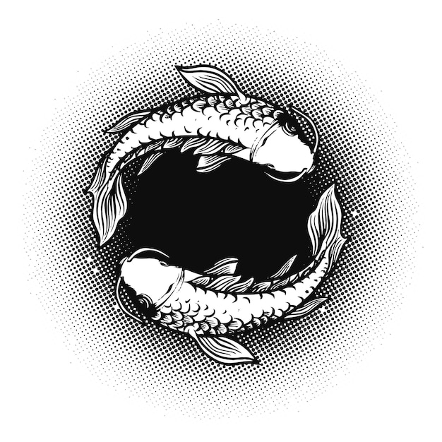 Diseño de camiseta de ilustración de vector premium de pez koi