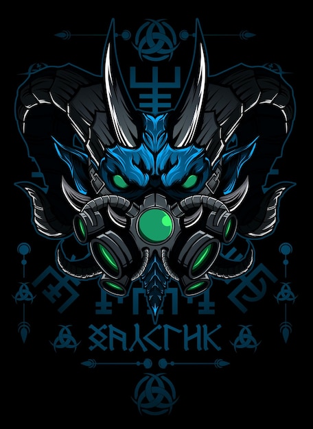 Diseño de camiseta de ilustración vectorial de cabeza de monstruo