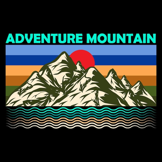 Vector diseño de camiseta de ilustración vectorial de montaña de aventura