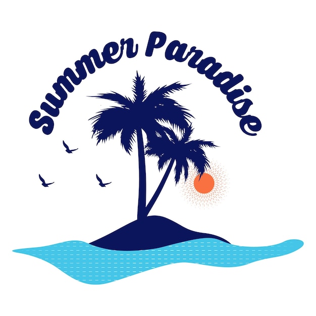 Diseño de camiseta de ilustración vectorial de paraíso de verano