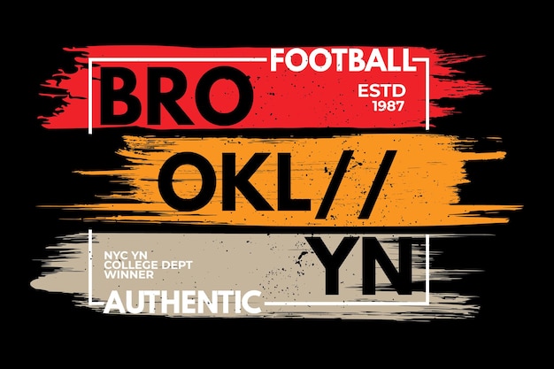 Diseño de camiseta de ilustración vintage retro de fútbol auténtico de brooklyn