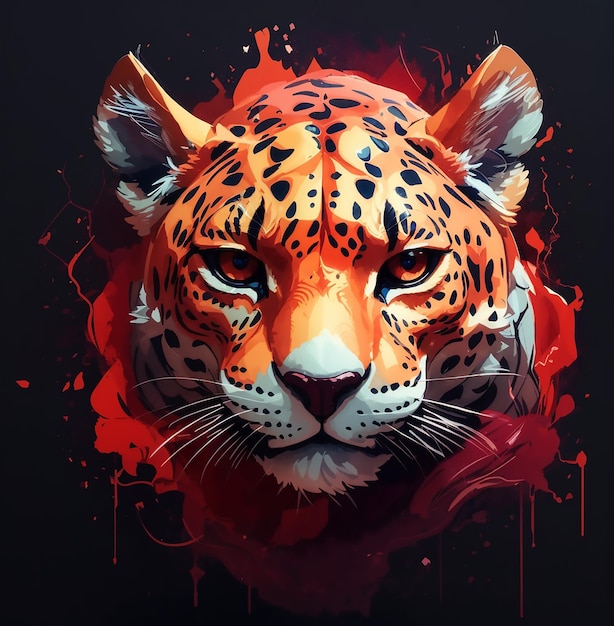 Diseño de camiseta de jaguar malvado.