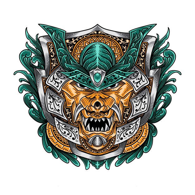 diseño de camiseta japonesa hannya oni máscara