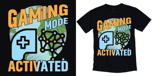 Vector diseño de camiseta de juego activado en modo de juego