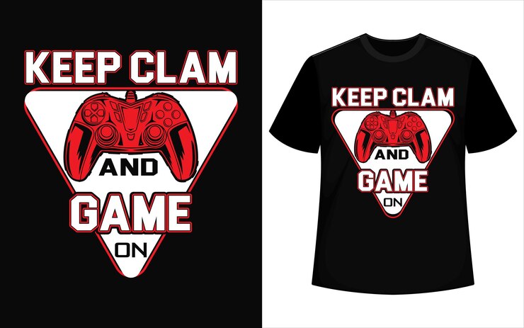 diseño de camiseta de juego mantener la calma y el juego en