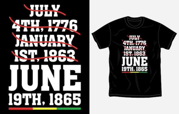 Diseño de camiseta Juneteenth y plantilla de impresión Diseño tipográfico 19 de junio Vector afroamericano