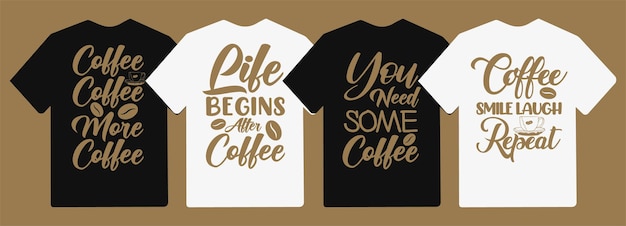 El diseño de la camiseta con letras tipográficas de café cita el eslogan para la camiseta y la mercancía